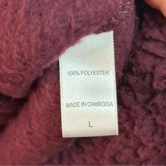 Koolaburra by Ugg Sherpa burgundy, Quarter Zip Sweatshirt hoodie, Shacket cozy - Picture 7 of 11